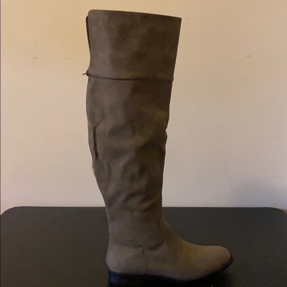 Super Cute JustFab Taupe Mona Flat Boot